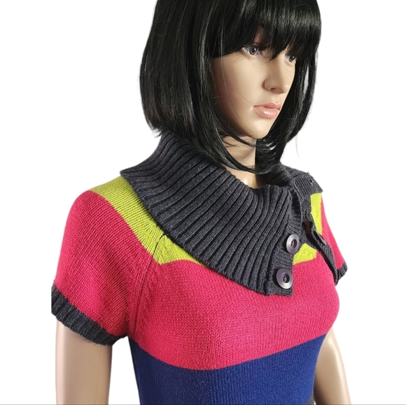 Oxygen  knit colorblock sweater dress with cowl neck, size S - Picture 3 of 10
